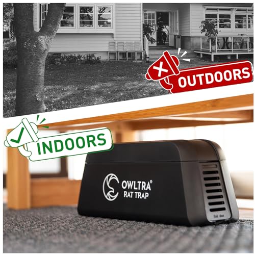OWLTRA OW-1 Indoor Electric Rat Trap, Instant Kill Rodent Zapper with Pet Safe Trigger, Black, Large - size: 1 Pack, style: Electric Rat Trap