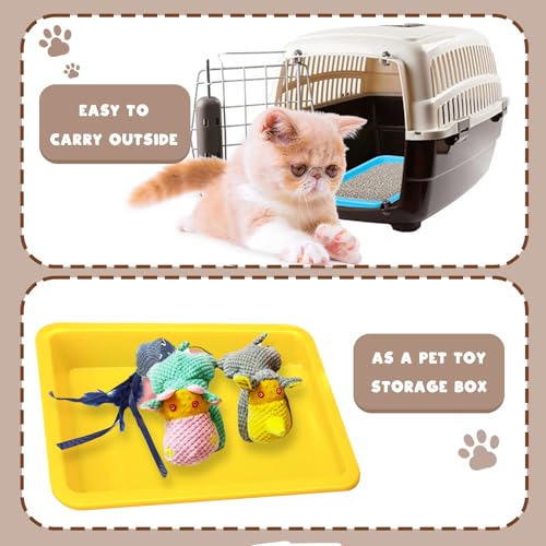 3 Pcs Kitten Litter Box,9.6"*7.2''*0.9'' Plastic Portable Small Litter Pan Low Entry Waterproof Bunny Cat Litter Box,Multi Color Nonstick Litter Tray Travel Toilet for Small Pet Guinea Pig Rabbit