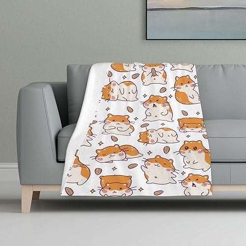 Hamster Throw Blanket for Kids Teens Adults Gifts, 60” x 50” | Soft Flannel, Lightweight but warm, Machine washable, HD print, Wrinkle & shrink resistant, Anti-pilling, Suitable all ages - color: Hamster Blanket 3, size: Throw(50"x60")