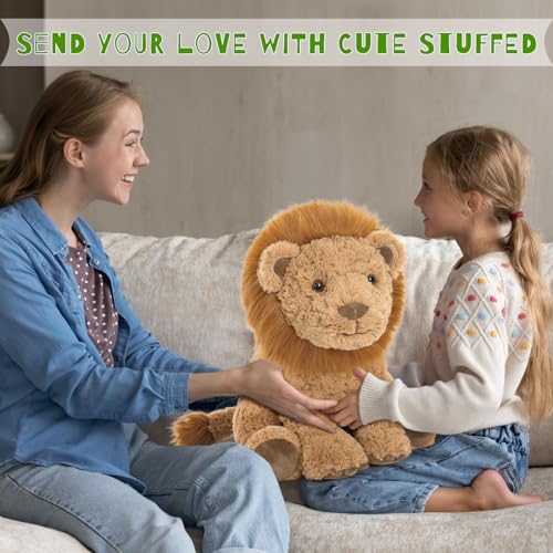 Lion Stuffed Animal with 3 Babies, 17.7" Wild Animal Plush Toys | 4Pcs Mother and Baby Lion Plushies; Zipper Belly Hide-and-Seek; Safari Pretend Play; Birthday & Christmas Gift for Kids - style: Lion