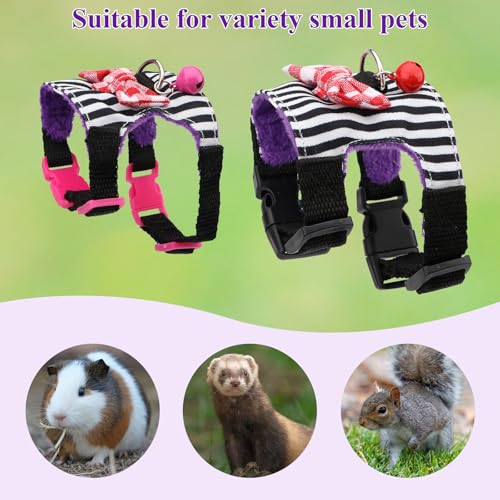 Hypeety Small Animal Harness Vest and Leash Set Soft Mesh Small Pet Harness Hamster Rabbit Chest Back Outdoor Leash Traction Rope for Ferret Guinea Pig Kitten Clothes Accessory (S, Black Stripe) - color: Black Stripe, size: S
