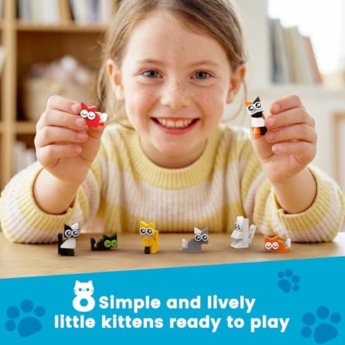 Cat Tree Building Set, Cat Climbing Tower Toy with Kitten Figures | Build a Cat Tree and 8 Cute Cat Figures with 543 Pieces, Fun Animal Building Toy for Room Decor, Birthday Gift for Kids 6+
