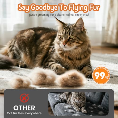 Dog & Cat Brush for Shedding, 2-in-1 Self Cleaning Deshedding Brush | Adjustable Bristle Length with Dematting Comb Skin Friendly Fur Shedding Removal Tool for Long Medium Long Hair Pets (Orange) - color: Orange