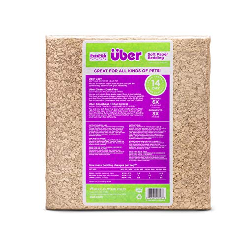 PETSPICK Uber Soft Paper Pet Bedding for Small Animals, Natural, 56L - color: Natural, size: 56L