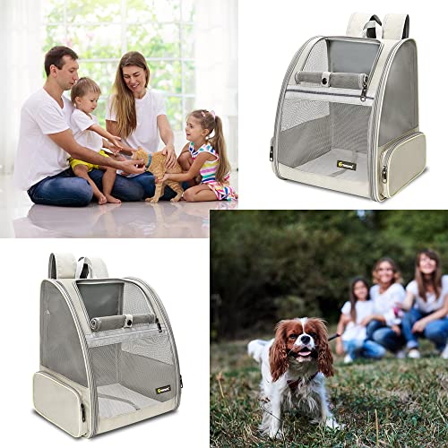 Texsens Innovative Traveler Bubble Backpack Pet Carriers for Cats and Dogs - color: Creamy White