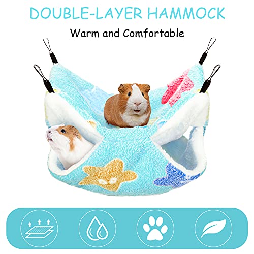 BOAO 2 Pcs Guinea Pig Rat Hammock Guinea Pig Hamster Ferret Hanging Hammock Pig Accessories for Small Animals Chinchilla Parrot Sugar Glider Ferret Squirrel - color: Blue, Pink