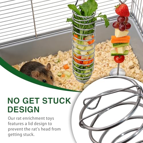 ATEN 2Pcs Rat Enrichment Foraging Toys for Fruit Vegetable Holder, Chew-Proof Small Animal Cage Accessories Puzzle Toy for Hamster Bird Parakeet