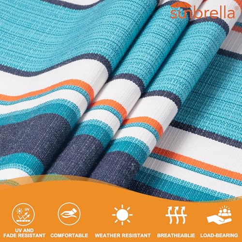 Lazy Daze 12 FT Sunbrella Quilted Hammock, Non-Fading Double Hammock | 2 Person Hammock with Pillow, Straps, Carabiners , All Weather Fade Resistant for Outside, Token Surfside - color: Token Surfside