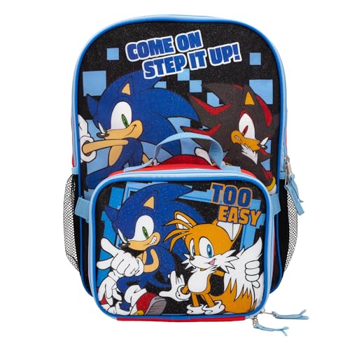 AI ACCESSORY INNOVATIONS Sonic The Hedgehog 2 Piece Backpack Set, Boys & Girls 16" School Bag, Red - color: Sonic the Hedgehog