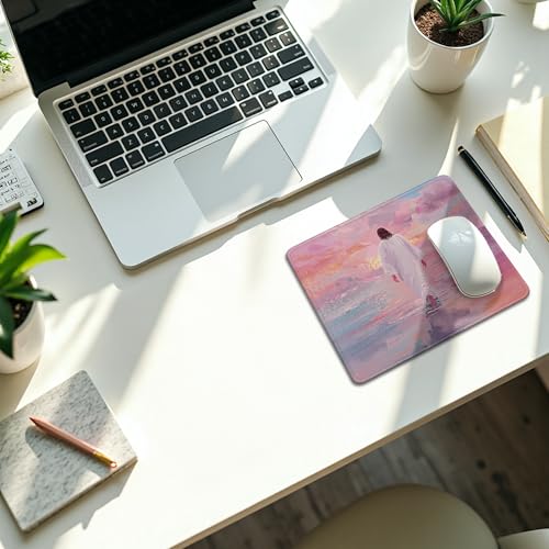Pink Christian Jesus Walking on the Water Mouse Pad, Christian Jesus Gifts Mouse Pads Mousepad for Desk Office Computers Laptop, Religious Office Supplies Desk Accessories, 9.5x7.9 Inch - color: 03Child