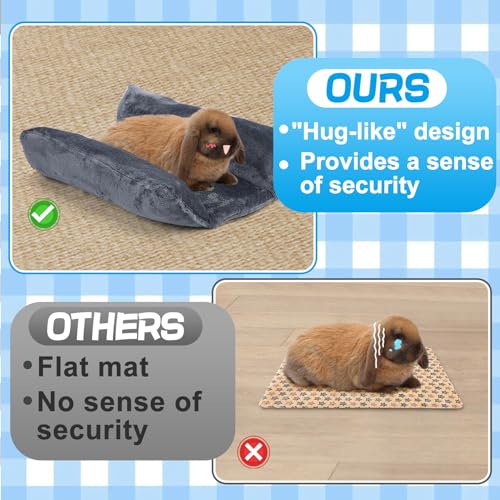 Soft Bunny Bed - 15.7" x 14" Rabbit Bed, Warm Cuddle Cushion Plush Mat for Guinea Pig, Ferret, Small Animal - Grey - color: Grey