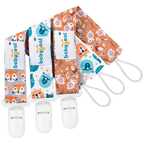 babygoal Animal Pacifier Clips, 6 Pack Pacifier Holder Fits for Most Baby Boys and Girls Pacifier Styles - color: Owl and rabbit