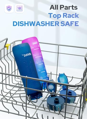 Opard Zip 20oz Plastic Water Bottle Dishwasher Safe, Leakproof Flip-Top Lid, BPA Free Tritan, Wide Mouth Reusable Kids Water Bottle for School Hiking Commuting Outdoor Travel and Gym - color: Sunset Blue Pink, style: 20 oz - Fast Flow