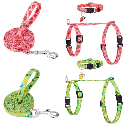 2 Pack Cat Harness and Leash Escape Proof Adjustable Cat Harness with Leash | Lightweight Soft and Comfortable for Small Medium Cats Safe Walking and Travel - color: Pink,Green