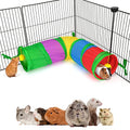 YUEPET Corner Guinea Pig Tunnel, Bunny Tunnel, Small Animal Tubes & Tunnels | Right-Angle Design, Cage Ties, Folds for Storage, Steel Frame Support, Hanging Play Balls, 5.8 in Entrance, Rainbow