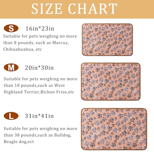 1 Pack 3 Blankets Super Soft Fluffy Premium Fleece Pet Blanket Flannel Paw Printed Throw for Dog Puppy Cat (Small 23x16'', Brown, Pink, White) - color: White, Pink, Brown, size: 23x16 inch(Pack of 3)