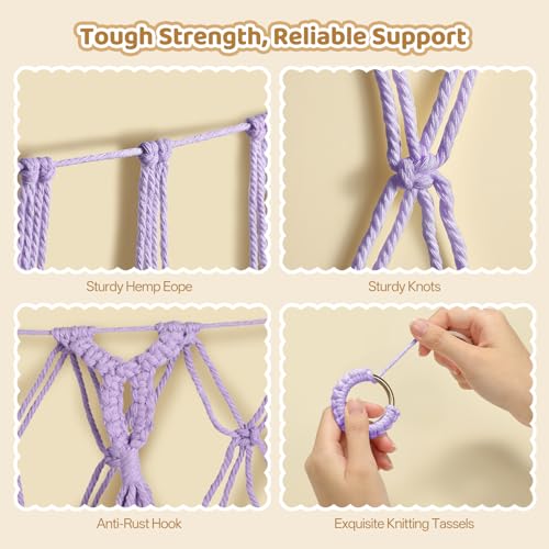YECAYE Stuffed Animal Net, 60 Inch Plushies Storage,1 Pack,Lavender Purple | Large Capacity, Handwoven Design, Wall Mounted with Anti-Slip Hooks, Flexible Hanging, Space-Saving Stuffed Animal Storage - color: Lavender Purple, size: 1 pack