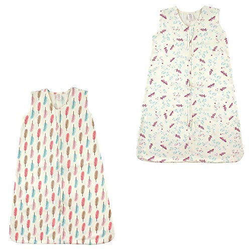 Touched by Nature Baby Organic Cotton Sleeveless Wearable Sleeping Bag, Sack, Blanket, Botanical Flutter And Feathers 2-Pack, 6-12 Months - color: Botanical Flutter and Feathers 2-pack, size: 6-12 Months