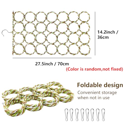 2 Pcs Bird Swing Climbing Rope Net Toys 14" x 24" Parakeet Hemp Rope Perch Swing Ladder Bridge Hanging Hammock Small Animal Activity Toy for Parrot Lovebirds Hamster Mice Rat Ferret (Random Color)