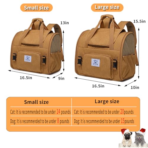 Pet Backpack Carrier for Small Dogs Medium Cats, Puppies,Breathable and Collapsible Design, Portable Travel Bag for Bearded Dragon,Rabbit Cage (Brown +Two-Shoulder, Small) - color: Brown +Two-Shoulder, size: Small