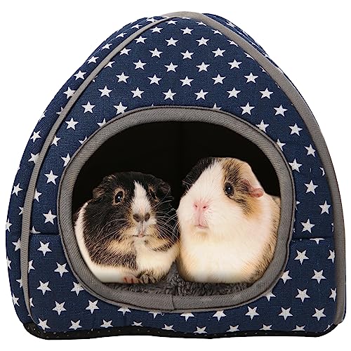 Cozy Guinea Pig Hideout Bed Soft Fleece Material Removable Cushion Washable and Dryer Friendly Perfect Cage Accessories for Rabbits Hamsters Hedgehogs - color: Royal Blue