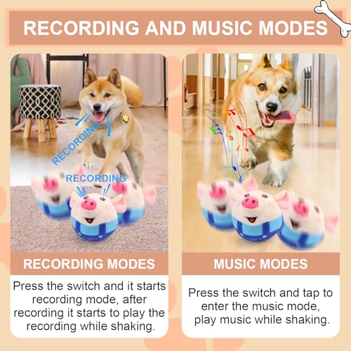 BABORUI Interactive Dog Toys Pig, Jumping Squeaky Dog Toys with Recording and Music Modes, Rechargeable Moving Dog Chew Toys for Small/Medium/Large Dogs to Keep Them Busy(Blue Pig) - color: Blue Pig
