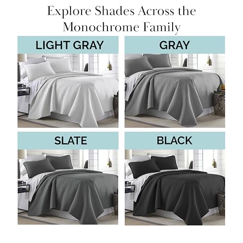 Southshore Fine Living, Inc. Quilts Queen Size Sets, Full Quilt Bedding Set, Pet Hair Resistant Bedding Coverlet Queen Size, Full Size Quilt, Microfiber Bedspread with 2 Pillow Shams, Black Quilts - color: 09 - Black, size: Full / Queen