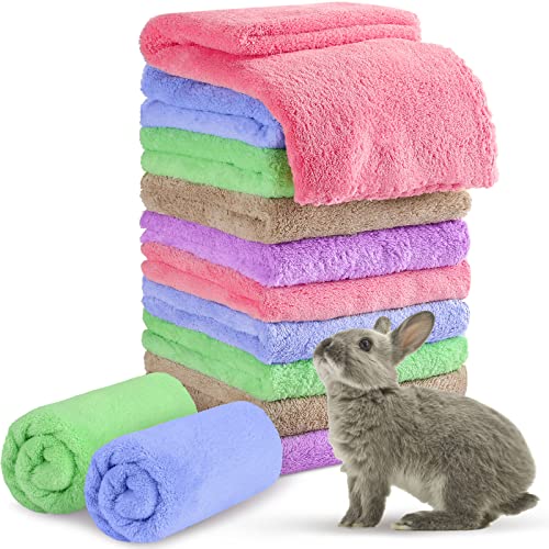 Tatuo 10 Pack Guinea Pig Fleece Cage Liners, Washable Small Animal Bedding Blankets Soft Reusable Pee Pads Absorbent Cage Mats for Guinea Pig Hamster Rabbit Hedgehog(13.8 x 29.5 Inch,Mixed Colors) - size: 13.8 x 29.5 Inch