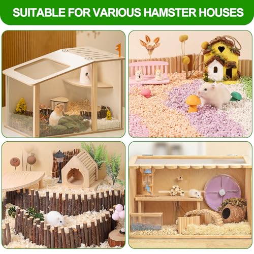 Hamster Cage Sprays Flower Foraging Holder - Natural Wood Feeding Stand, Small Pet Habitat Accessories for Hamsters Mouse Guinea Pig Dwarf Gerbils Syrian Mice (Lace - Rectangle)