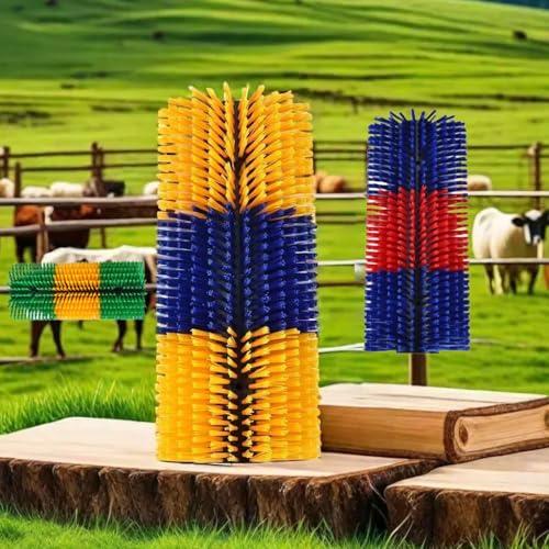2PCS Livestock Scratching Brush,Goat Scratcher Brush Post with Cleaning Tool, Grooming and Massage Brushes for Donkeys Horse Sheep Cow scratchers, Animals Back Scratching Itch - color: Blue