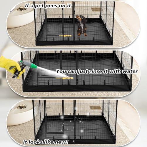 PJYuCien Square Playpen Bottom Pad for 24'' Width 8 Panel Pen, Black | Protect Floor, Easy to Move and Clean, Perfect for Puppy, Duck, and Other Small Animals, Hook Connect - style: 8-Panels 24.0"W