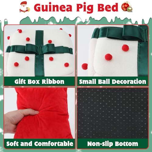 YUEPET Christmas Guinea Pig Hideout, Cozy Small Animal Bed Warm Guinea Pig House with Removable Cushion for Guinea Pigs Chinchillas Dwarf Rabbits Sugar Gliders Hamsters 8.7"×8.7"×8.2" - style: Christmas