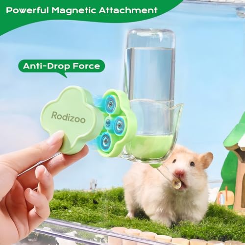 Hamster Water Bottle Holder - Magnetic & Repositionable, Adjustable Base for Hamster Cage, Secure Magnetic Mount, Easy to Move/Install, Fits Most Small Pet Water Bottles (Holder Only) - color: Green