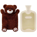 HomeTop Premium Classic Rubber Hot Water Bottle with Cute Bear Cover | Natural rubber hot water bottle,Long-lasting heat retention,Snuggly all-night warmth - color: Tan