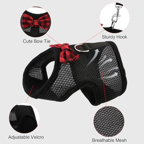 Hypeety Bunny Kitten Harness No Pull Cat Leash Stylish Vest Harness for Small Animal Adjustable Soft Breathable Walking Harness Set (Black, S) - color: Black, size: S