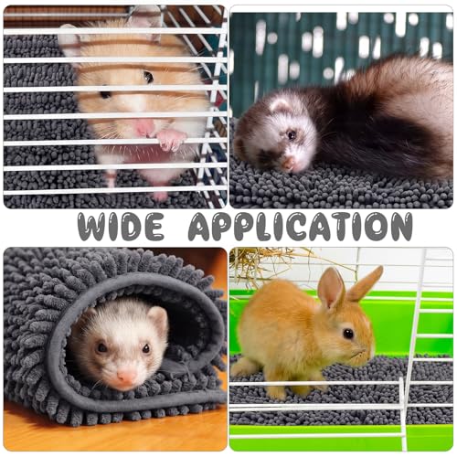 4 Pcs Guinea Pig Cage Liner 12 x 12 Inch Washable Shaggy Chenille Pee Pads Pet Dog Cat Bedding Training Mat Reusable for Small Animals Puppy Bunny Hamster Chinchilla - color: Dark Gray, size: 12 x 12 Inch, style: Shaggy Chenille
