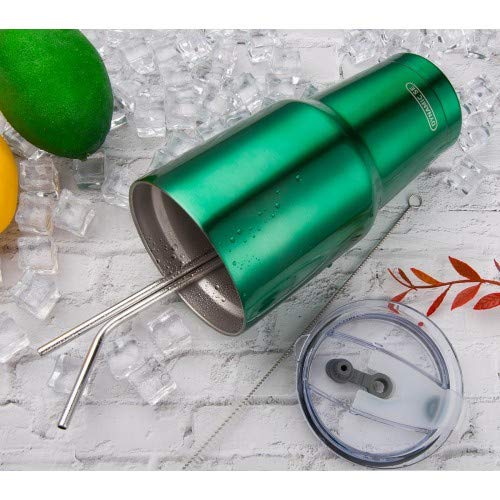 D·S 30oz Green Tumbler Stainless Steel Insulated Travel Mug with Straw Lid Cleaning Brush (30oz Christmas Green) - color: Christmas Green