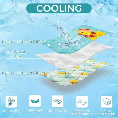 Pet Summer Cooling Blanket - 22.8" x 35.0" Double-Sided Mat Dog Puppy Self ice Cat Pad Bed Cover for Home Outdoor Sofa Sleeping Washable Portable Lightweight Small Medium Large (Blue Duck, S) - color: Blue Duck