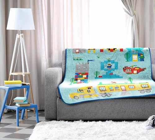 Jay Franco Kids Plush Throw Blanket – Soft & Cozy Fleece Throw for Bedroom & Couch Décor, Official Licensed Product, Blue - LEGO®, 46x60 - Throw Blanket - color: Blue - Lego, size: 46x60 - Throw Blanket