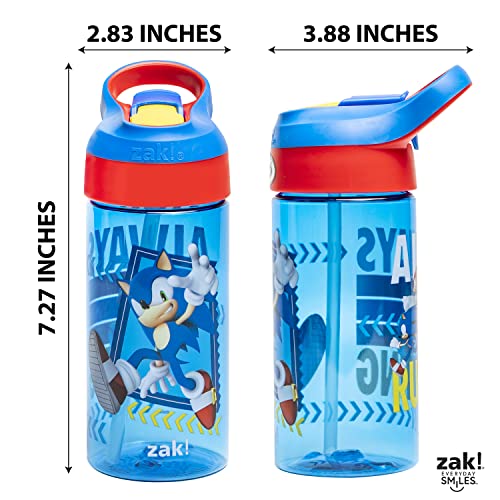 Zak Designs Sonic the Hedgehog Kids Water Bottle with Spout Cover and Built-in Carrying Loop, Made of Durable Plastic, Leak-Proof Water Bottle Design for Travel (17.5 oz, Pack of 2) - color: Sonic the Hedgehog