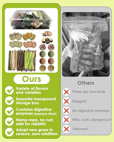68pcs DIY Rabbit Chew Toys,Rabbit Toy for Bunnies Boredom Bunny Toys for Teeth, Timothy Stick, Apple Sticks, Sweet Bamboo, for Guinea Pig, Hamster, Chinchilla, Rat (19.04 Ounces (Pack of 1))