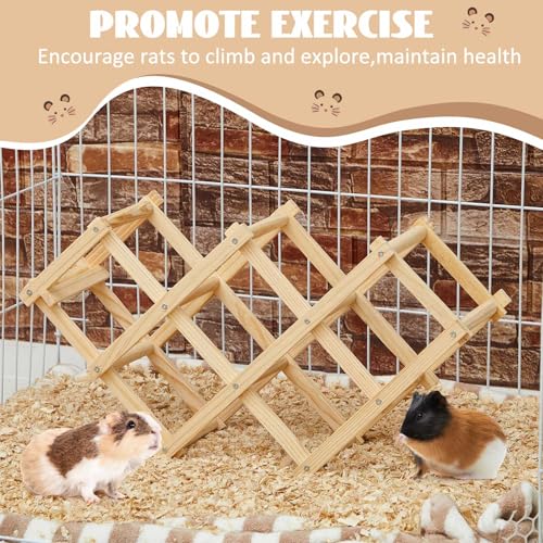 CroBlissful Wooden Rat Climbing Toys, Pet Rat Cage Accessories Climbing Ladder, Hamster Educational Toys, Hanging Hamster Supply for Exploring Chewing Exercising