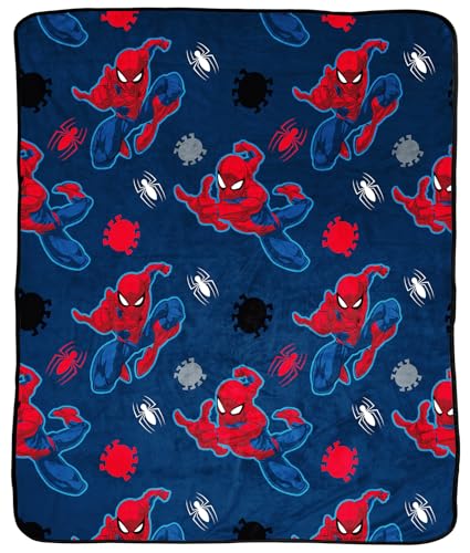Jay Franco Marvel Spiderman Plush Throw Blanket - Measures 50 x 60 Inches - Kids Super Soft Blue Fleece Superhero Bedding - color: Blue - Spiderman