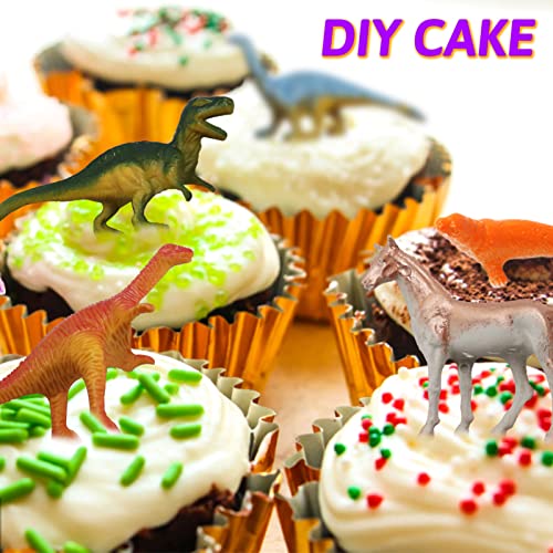 60 Pcs Assorted Dinosaur, Ocean, Sea, Farm, Jungle, Wild Animals & Dinosaurs Figure Realistic Plastic Zoo Play Set - Small Toys for Kids, Cupcake Topper, Party Favors
