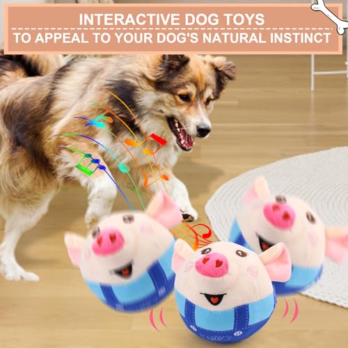 BABORUI Interactive Dog Toys Pig, Jumping Squeaky Dog Toys with Recording and Music Modes, Rechargeable Moving Dog Chew Toys for Small/Medium/Large Dogs to Keep Them Busy(Blue Pig) - color: Blue Pig