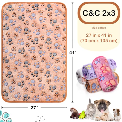 Reginary 4 Pcs Waterproof Guinea Pig Blankets Washable Small Animal Fleece Bedding Absorbent Guinea Pig Cage Liners Reusable Training Pee Pad Pet Sleep Mat for Hamster(Paw Print,28 x 41 Inch) - size: 28 x 41 Inch
