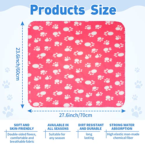 Tatuo 10 Pieces Pet Blankets with Paw Print Dog Cat Fleece Blankets Soft Warm Sleep Mat Pad Bed Cover for Kitten Puppy and Other Small Animals, 24 x 28 Inch(Bright Color) - color: Bright Color