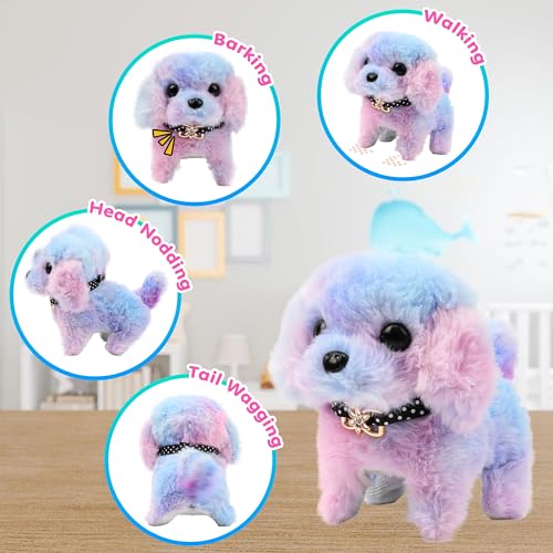 Easfan Walking Puppy Stuffed Animal Dog Barking Plush Toy Gift for Kids 7" | Tail wagging head nodding, Interactive educational plush, electronic animated pet, Easter Christmas birthday gift - style: Dog