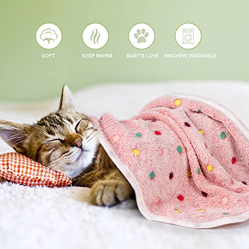 Dono 1 Pack 3 Dog Blankets, Soft Fluffy Fleece Pet Blanket Warm Sleep Mat Paw Print Design Puppy Kitten Throw Blanket Doggy Mat, Blanket for Dogs - color: White/Light Coffee/Pink, size: Small(23*16")
