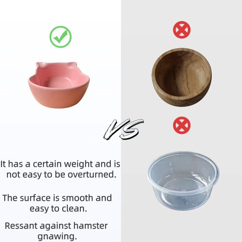2 Pcs Hamster Ceramic Food Bowl, Ceramic Hamster Bowls, Small Pet Food & Water Bowls for Syrian Dwarf Hamsters Gerbils Hedgehogs Guinea Pigs
